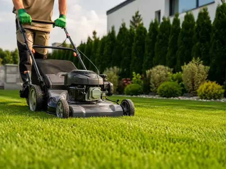 Corte de pasto en jardín