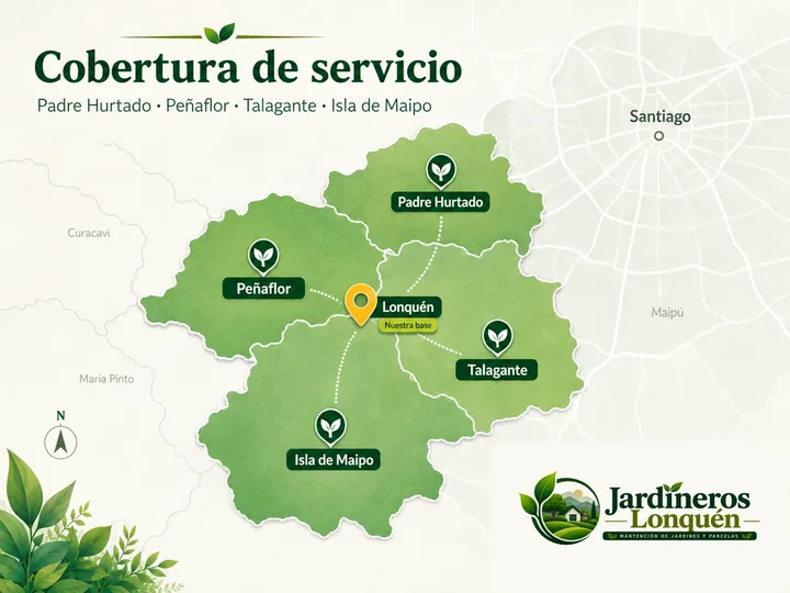 Mapa referencial de cobertura de Jardineros Lonquén