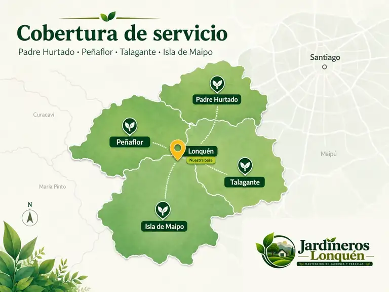 Mapa referencial de cobertura de Jardineros Lonquén